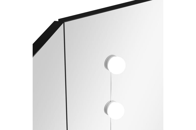 Hjørnemontert sminkebord med LED svart 111x54x141,5 cm - Svart - Møbler - Bord - Sminkebord & toalettbord