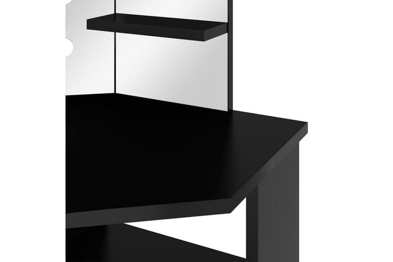 Hjørnemontert sminkebord med LED svart 111x54x141,5 cm - Svart - Møbler - Bord - Sminkebord & toalettbord