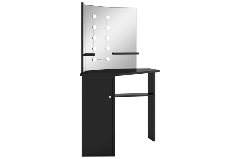 Hjørnemontert sminkebord med LED svart 111x54x141,5 cm - Svart - Møbler - Bord - Sminkebord & toalettbord