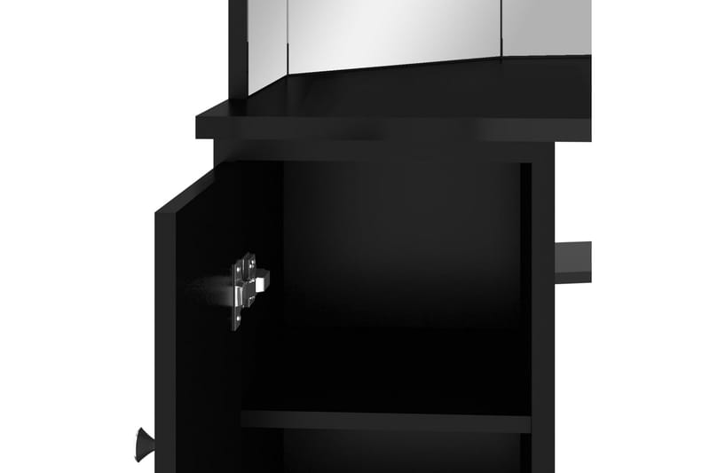 Hjørnemontert sminkebord med LED svart 111x54x141,5 cm - Svart - Møbler - Bord - Sminkebord & toalettbord