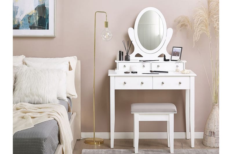 Luniere Toalettbord 90 cm - Hvit - Sminkebord med speil - Sminkebord & toalettbord