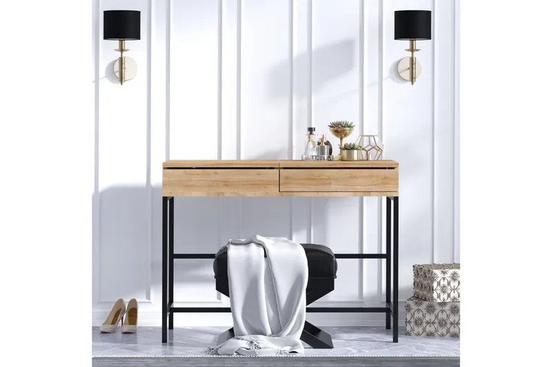 Make-up Table Eik|Svart - Natur/Svart - Møbler - Bord - Sminkebord & toalettbord - Sminkebord med speil