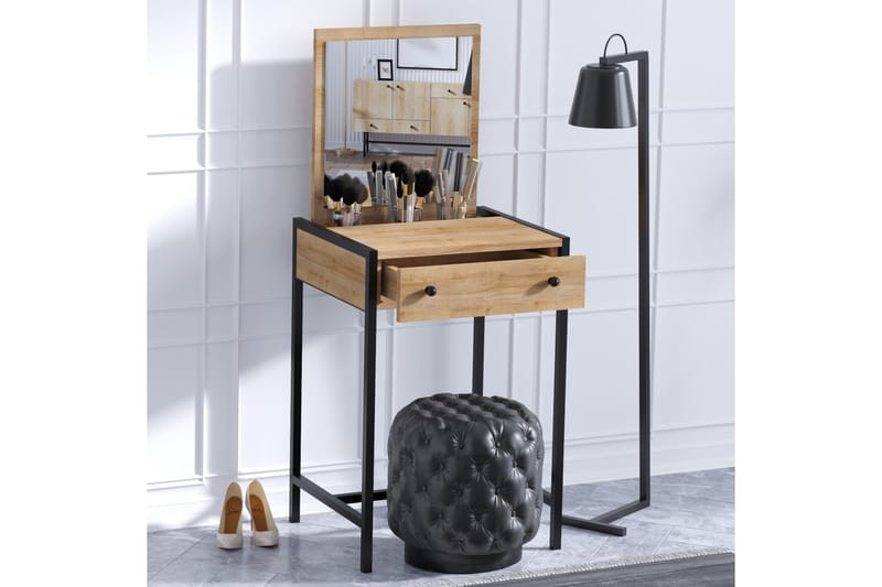 Make-up Table Eik|Svart - Møbler - Bord - Sminkebord & toalettbord - Sminkebord med speil