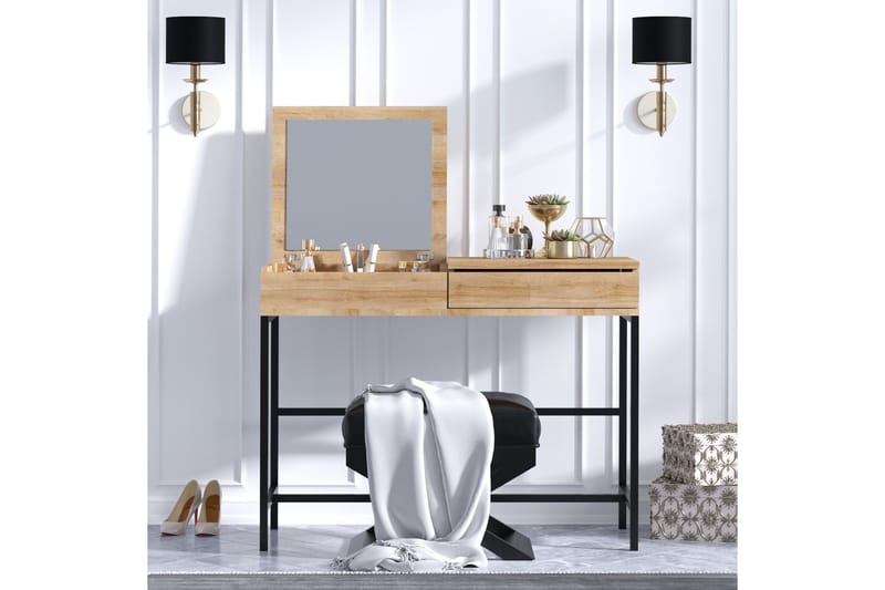 Make-up Table Eik|Svart - Møbler - Bord - Sminkebord & toalettbord - Sminkebord med speil