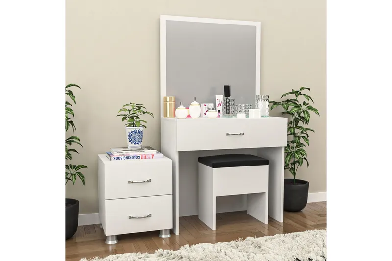 Make-up Table Hvit - Hvit - Møbler - Bord - Sminkebord & toalettbord - Sminkebord med speil