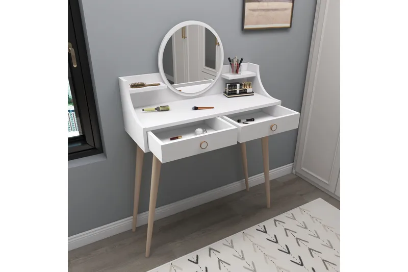 Mamt Sminkebord 90 cm - Hvit - Møbler - Bord - Sminkebord & toalettbord - Sminkebord med speil