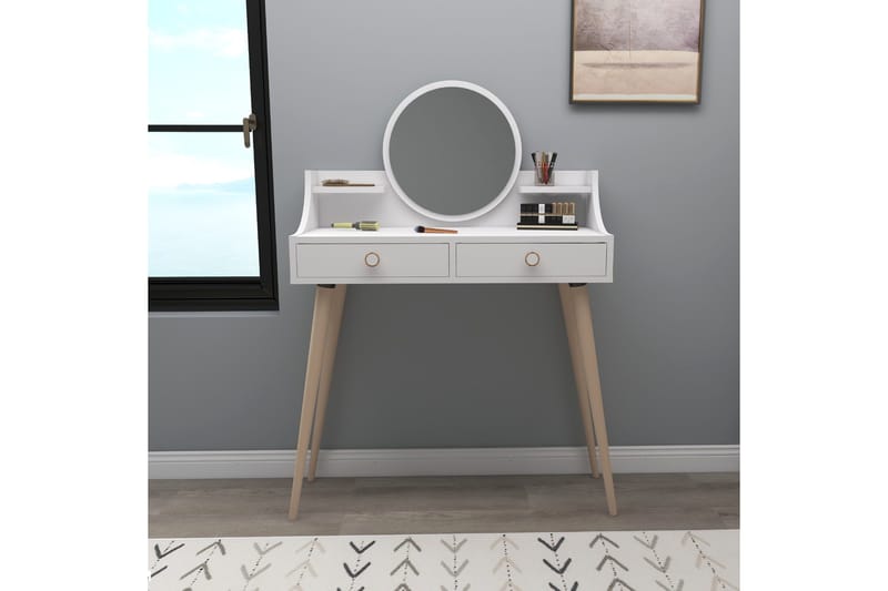 Mamt Sminkebord 90 cm - Hvit - Møbler - Bord - Sminkebord & toalettbord - Sminkebord med speil