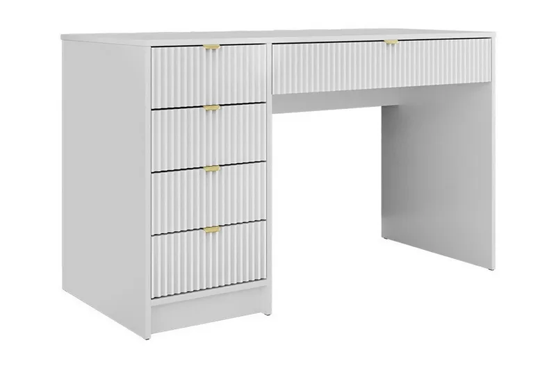 Novaj Sminkebord med oppbevaring 55 cm dyp 120 cm bred, Hvit / Messing Håndtak