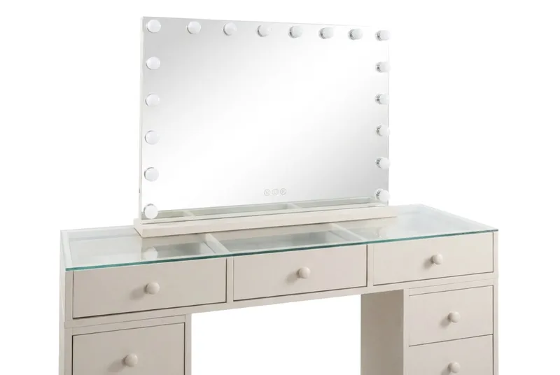 Sminkebord Basic Home Glow 120 cm med Glow sminkespeil 80 cm Beige - Møbler - Bord - Sminkebord & toalettbord - Sminkebord med lamper