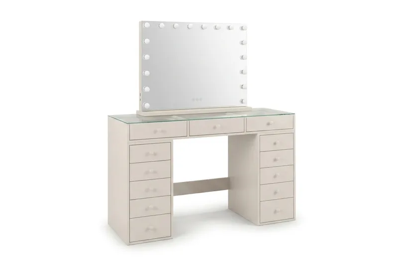 Sminkebord Basic Home Glow 120 cm med Glow sminkespeil 80 cm Beige - Møbler - Bord - Sminkebord & toalettbord - Sminkebord med lamper