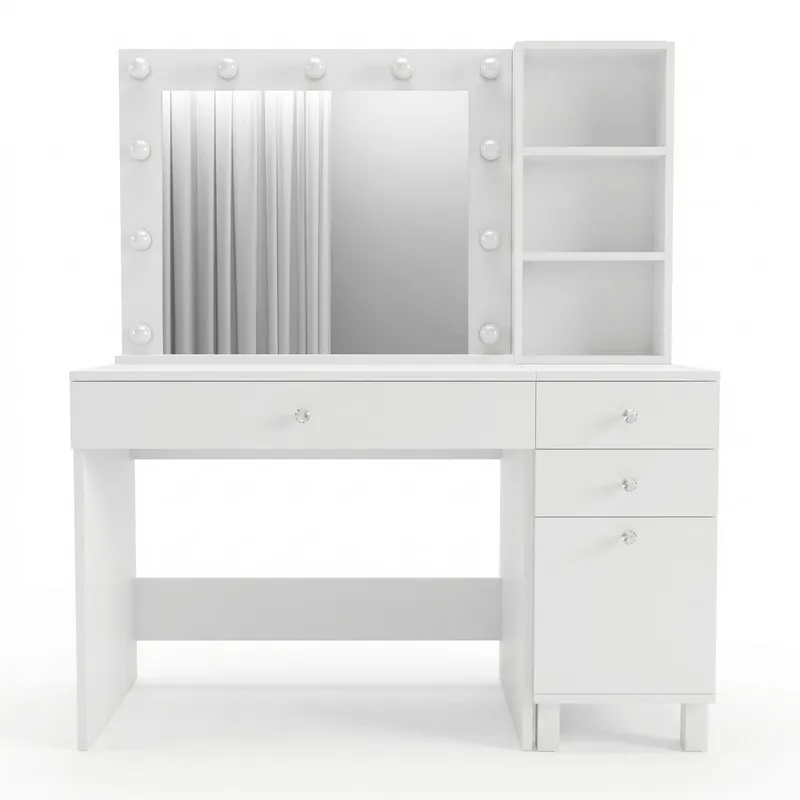 Sminkebord Hanah Home Monroe (125,4 x 147 x 44,5 cm) Hvit, Hvit