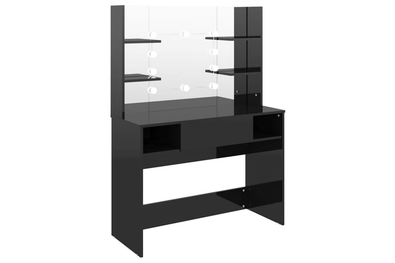 Sminkebord med LED-lys 100x40x135 cm MDF blank svart - Svart - Møbler - Bord - Sminkebord & toalettbord