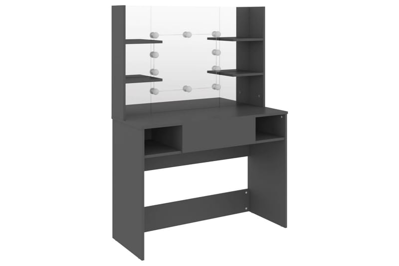 Sminkebord med LED-lys 100x40x135 cm MDF grå - Grå - Møbler - Bord - Sminkebord & toalettbord
