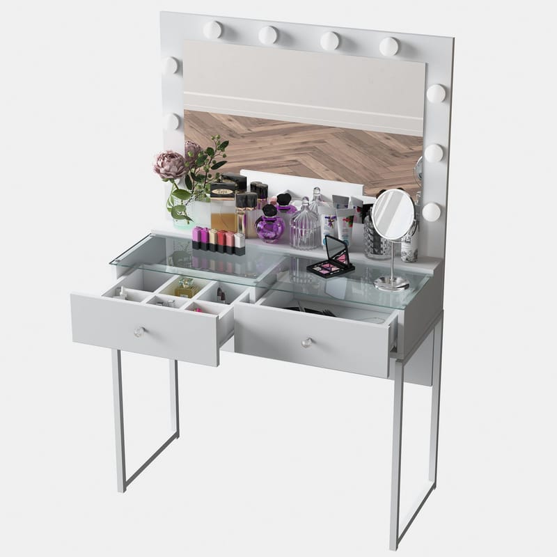 Sminkebord Wallxpert Eska BJ158 (90 x 141,8 x 40 cm) Hvit - Hvit - Møbler - Bord - Sminkebord & toalettbord