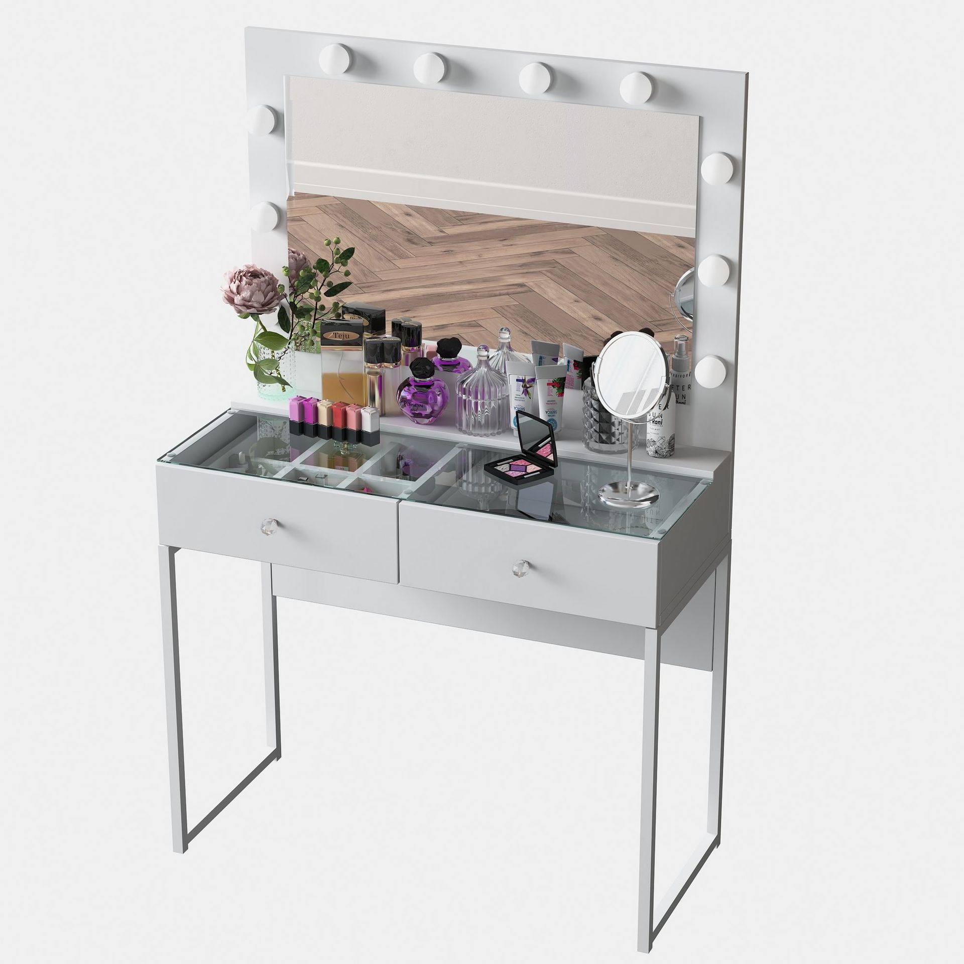 Sminkebord Wallxpert Eska BJ158 (90 x 141,8 x 40 cm) Hvit - Hvit