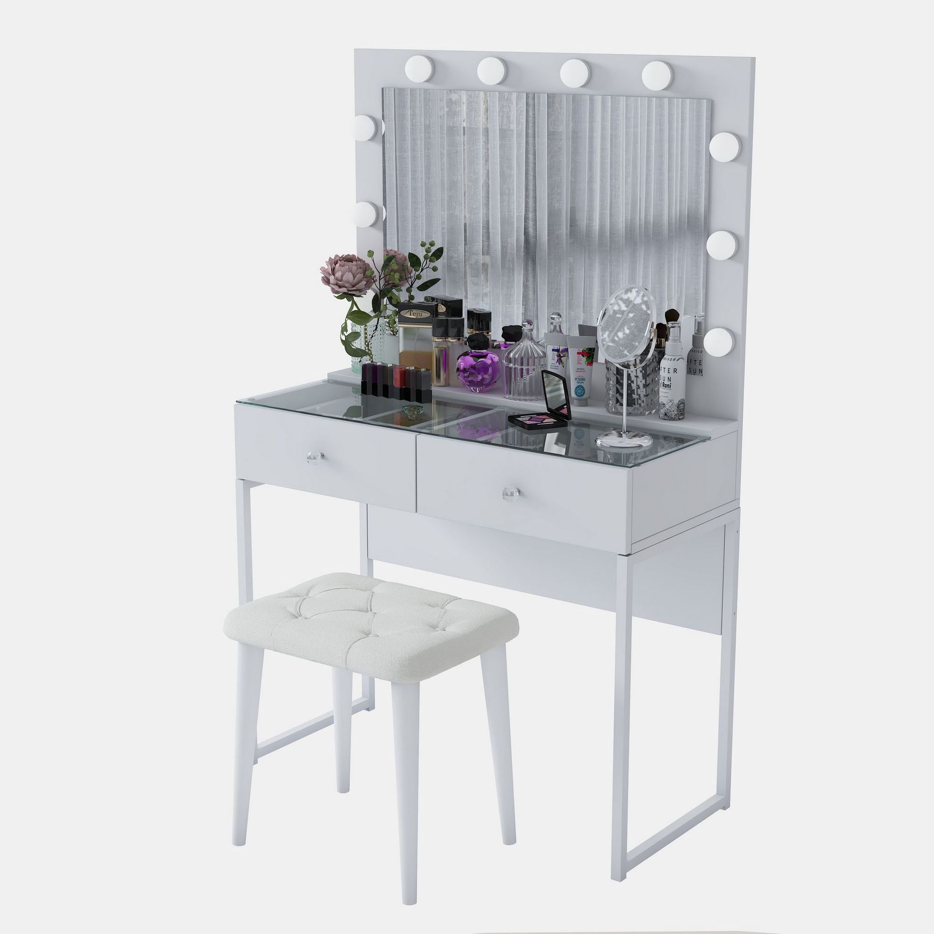 Sminkebord Wallxpert Eska BJ164 (90 x 141,8 x 40 cm) Hvit - Hvit