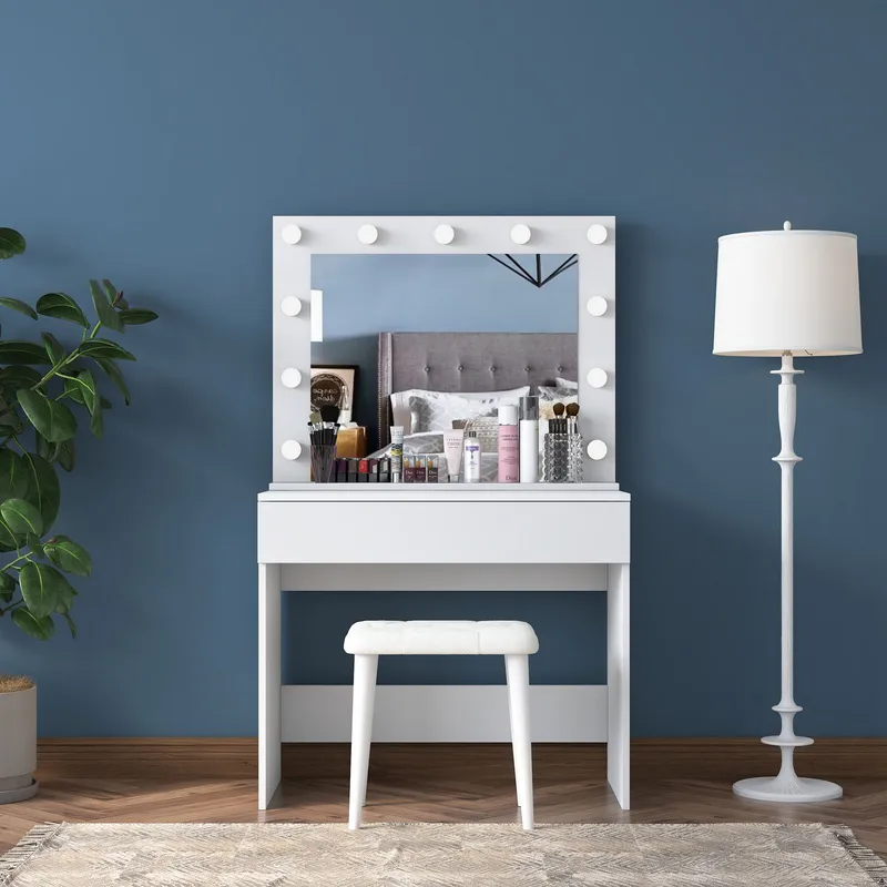 Sminkebord Wallxpert Gala Shelf (90 x 76,8 x 45 cm) Hvit - Hvit - Møbler - Bord - Sminkebord & toalettbord