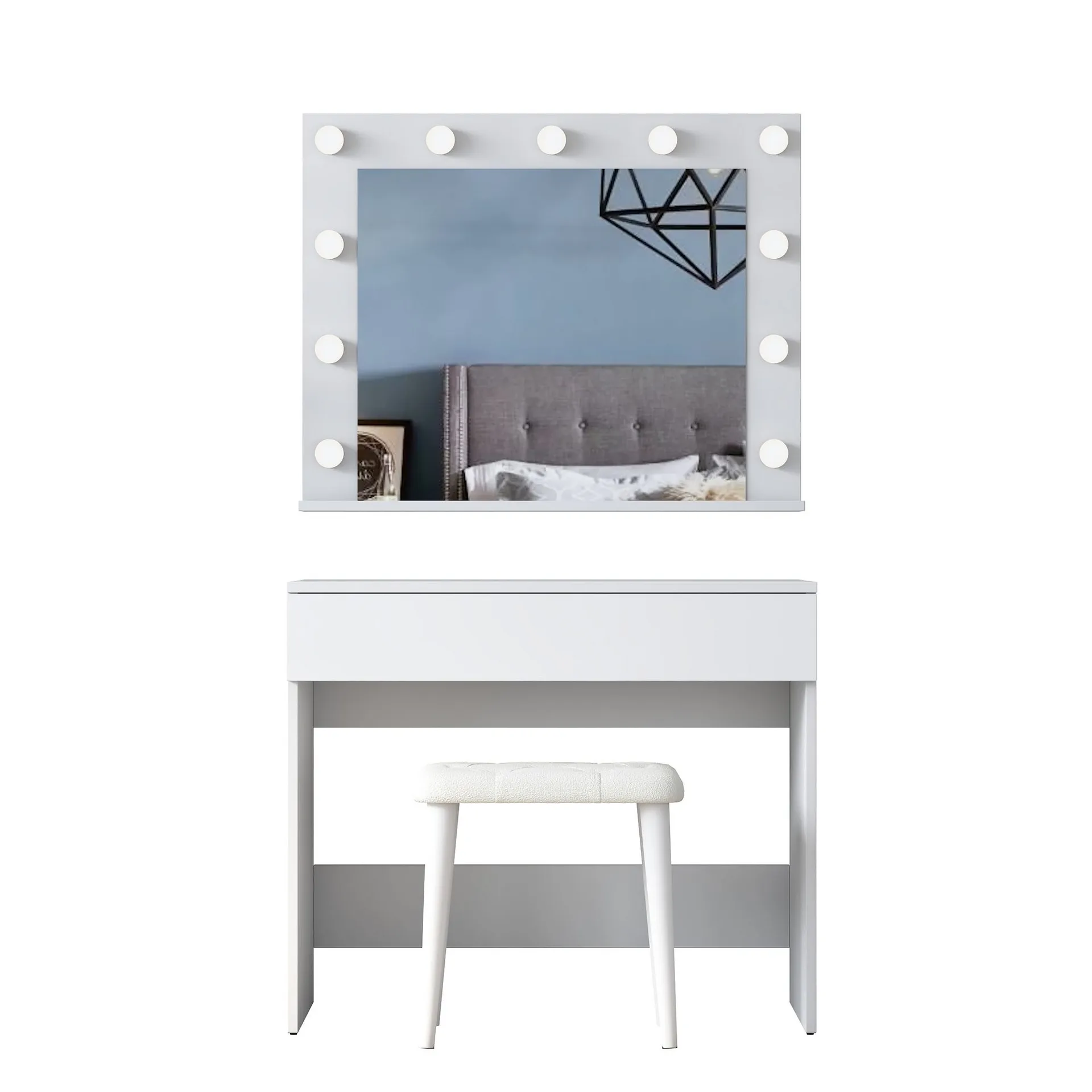 Sminkebord Wallxpert Gala Shelf (90 x 76,8 x 45 cm) Hvit - Hvit
