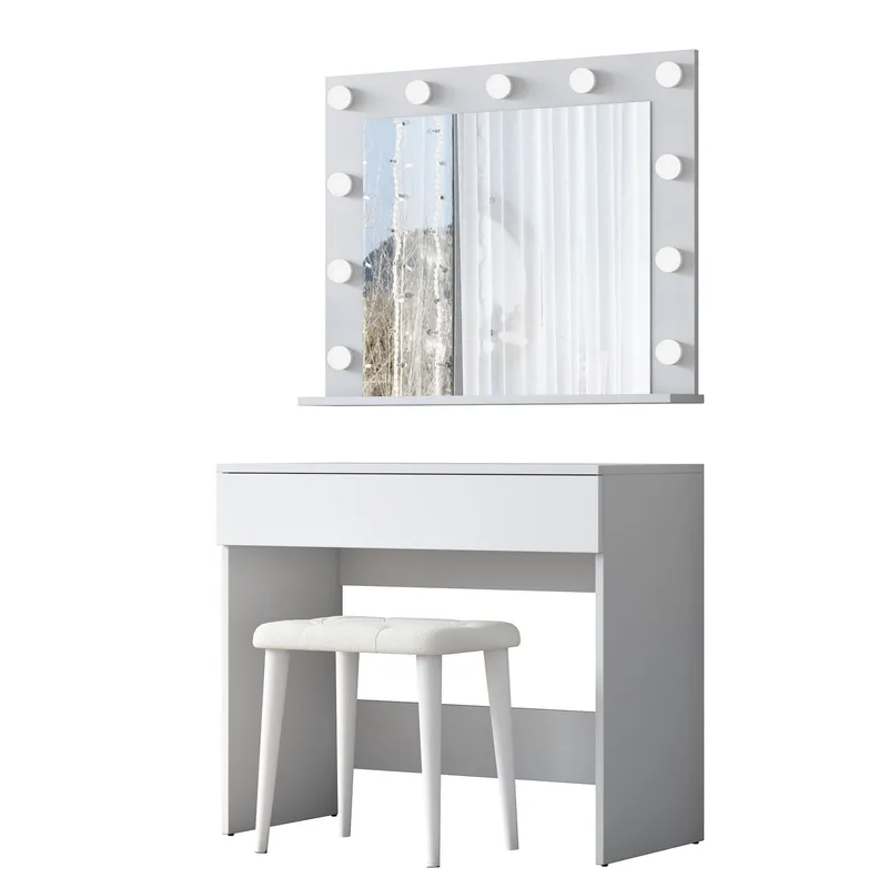 Sminkebord Wallxpert Gala Shelf (90 x 76,8 x 45 cm) Hvit - Hvit - Møbler - Bord - Sminkebord & toalettbord