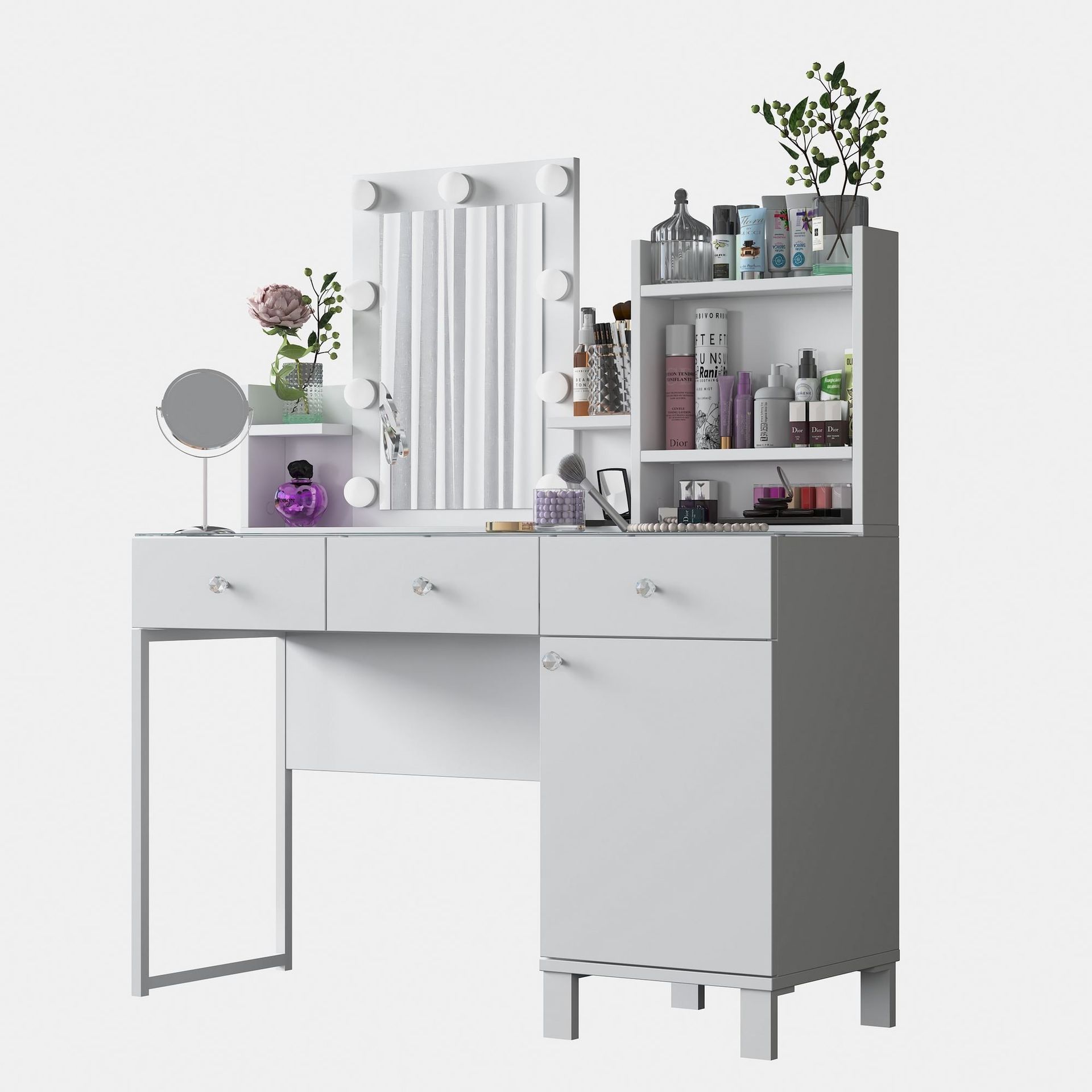 Sminkebord Wallxpert Hyla BJ139 (120 x 136,8 x 40 cm) Hvit - Hvit