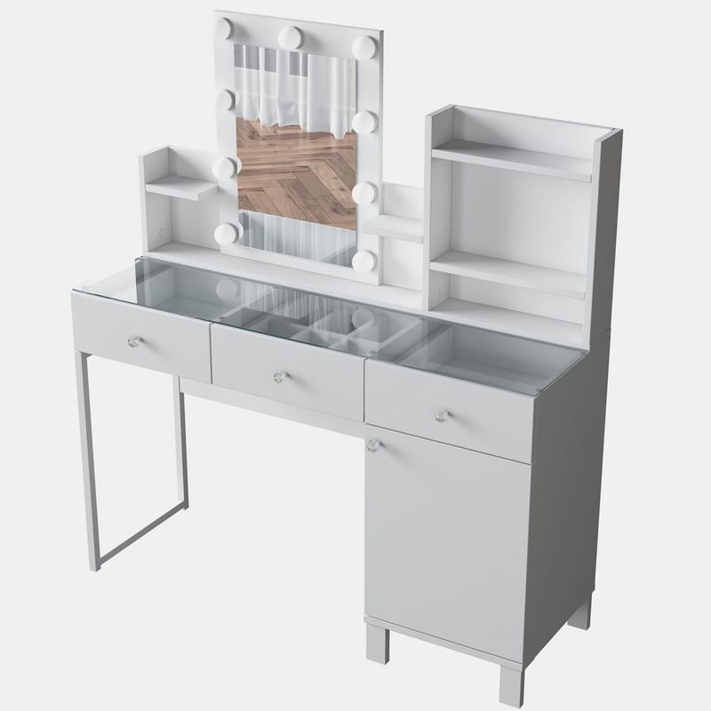 Sminkebord Wallxpert Hyla BJ139 (120 x 136,8 x 40 cm) Hvit - Hvit - Møbler - Bord - Sminkebord & toalettbord