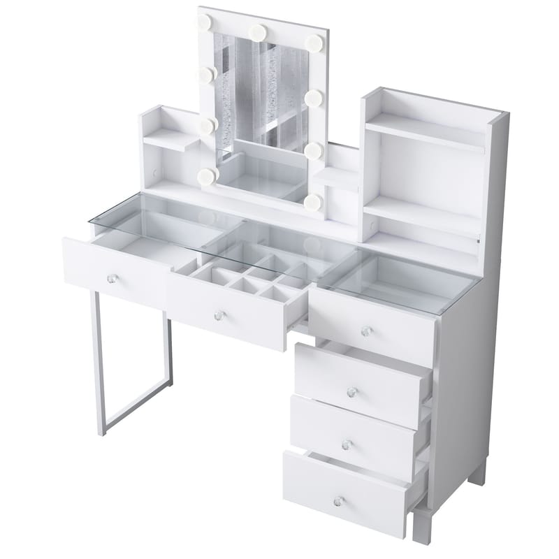 Sminkebord Wallxpert Hyla BJ141 (120 x 136,8 x 40 cm) Hvit - Hvit - Møbler - Bord - Sminkebord & toalettbord