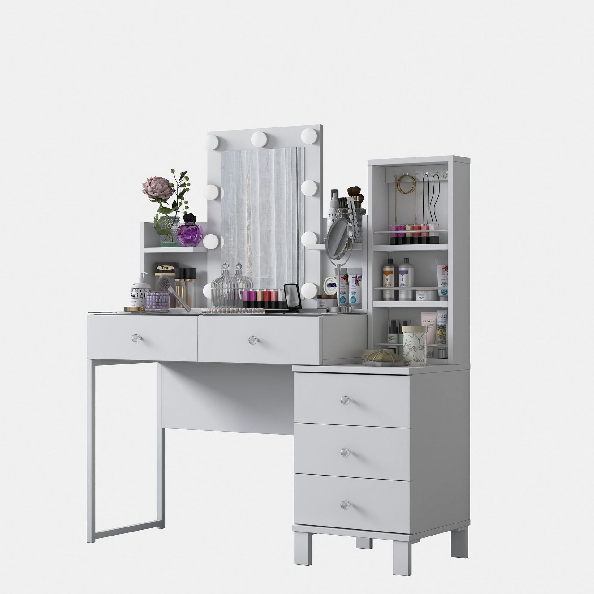 Sminkebord Wallxpert Hyla BJ153 (120 x 136,8 x 40 cm) Hvit - Hvit