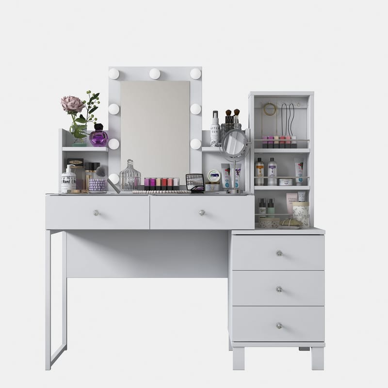 Sminkebord Wallxpert Hyla BJ153 (120 x 136,8 x 40 cm) Hvit - Hvit - Møbler - Bord - Sminkebord & toalettbord