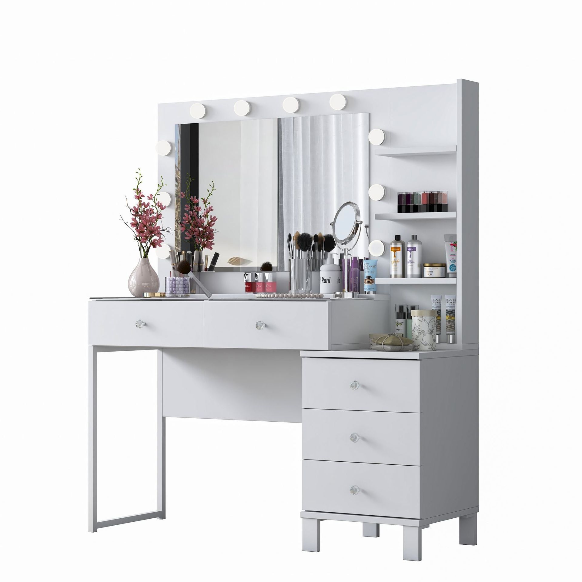 Sminkebord Wallxpert Isla-hylle BJ194 (120 x 141,8 x 40 cm) Hvit - Hvit