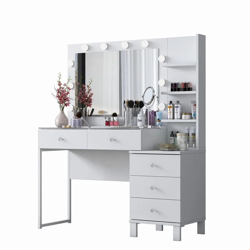Sminkebord Wallxpert Isla-hylle BJ194 (120 x 141,8 x 40 cm) Hvit, Hvit