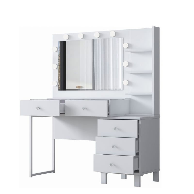 Sminkebord Wallxpert Isla-hylle BJ194 (120 x 141,8 x 40 cm) Hvit - Hvit - Møbler - Bord - Sminkebord & toalettbord