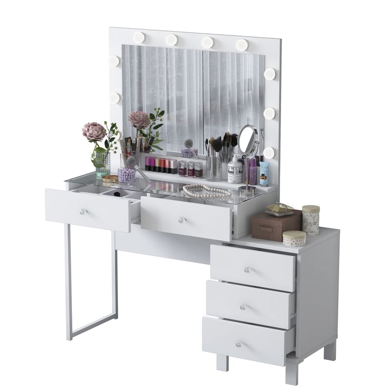 Sminkebord Wallxpert Isla Shelf BJ150 (120 x 141,8 x 40 cm) hvit - Hvit - Møbler - Bord - Sminkebord & toalettbord