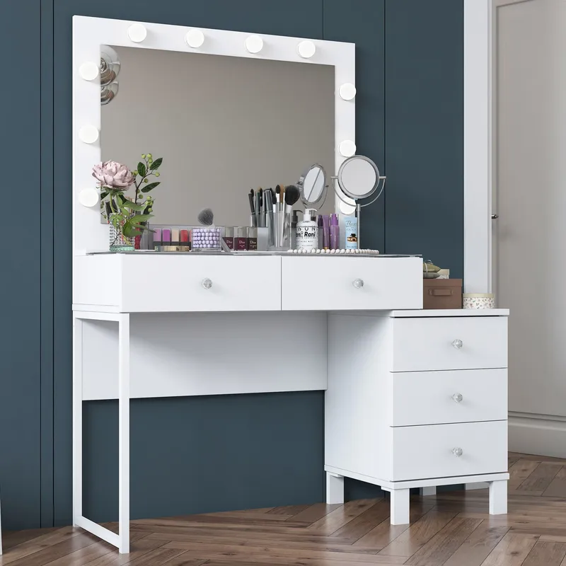 Sminkebord Wallxpert Isla Shelf BJ150 (120 x 141,8 x 40 cm) hvit - Hvit - Møbler - Bord - Sminkebord & toalettbord