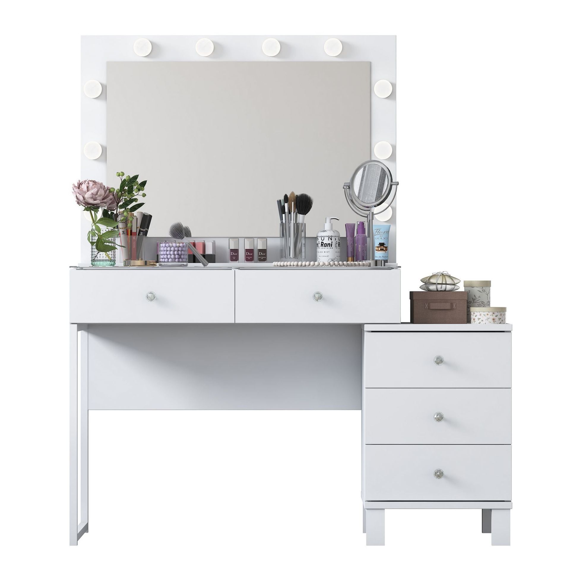 Sminkebord Wallxpert Isla Shelf BJ150 (120 x 141,8 x 40 cm) hvit - Hvit