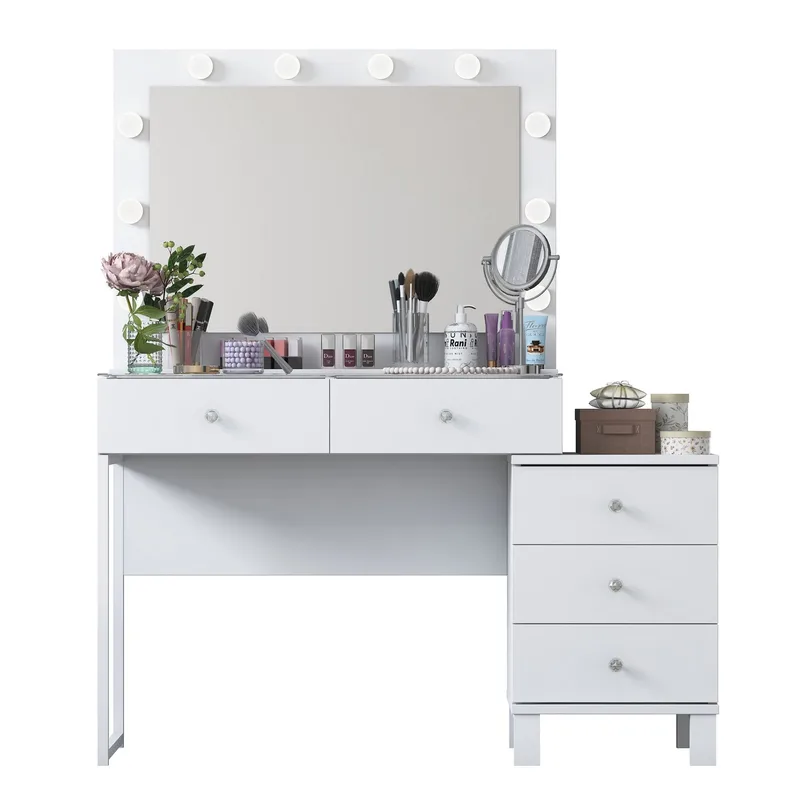 Sminkebord Wallxpert Isla Shelf BJ150 (120 x 141,8 x 40 cm) hvit, Hvit