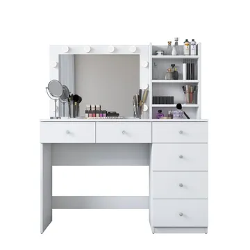 Sminkebord Wallxpert Juna BJ127 (110 x 141,8 x 40 cm) hvit - Hvit - Møbler - Bord - Sminkebord & toalettbord