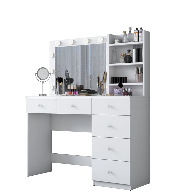Sminkebord Wallxpert Juna BJ127 (110 x 141,8 x 40 cm) hvit - Hvit - Møbler - Bord - Sminkebord & toalettbord