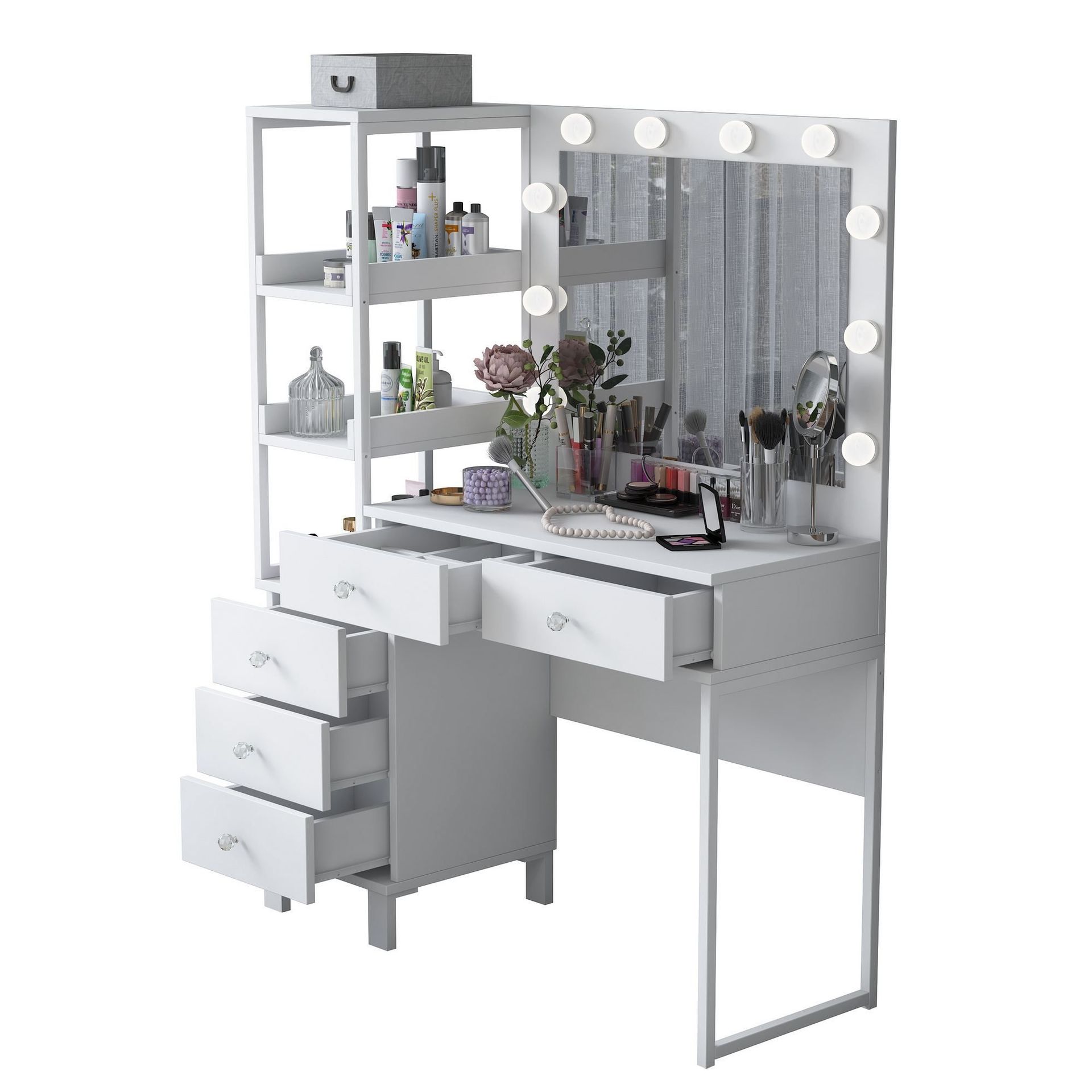 Sminkebord Wallxpert Juna BJ128 (110 x 141,8 x 40 cm) Hvit - Hvit