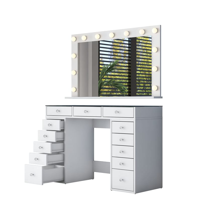 Sminkebord Wallxpert Kira Shelf BJ197 (120 x 79,8 x 44,5 cm) hvit - Hvit - Møbler - Bord - Sminkebord & toalettbord