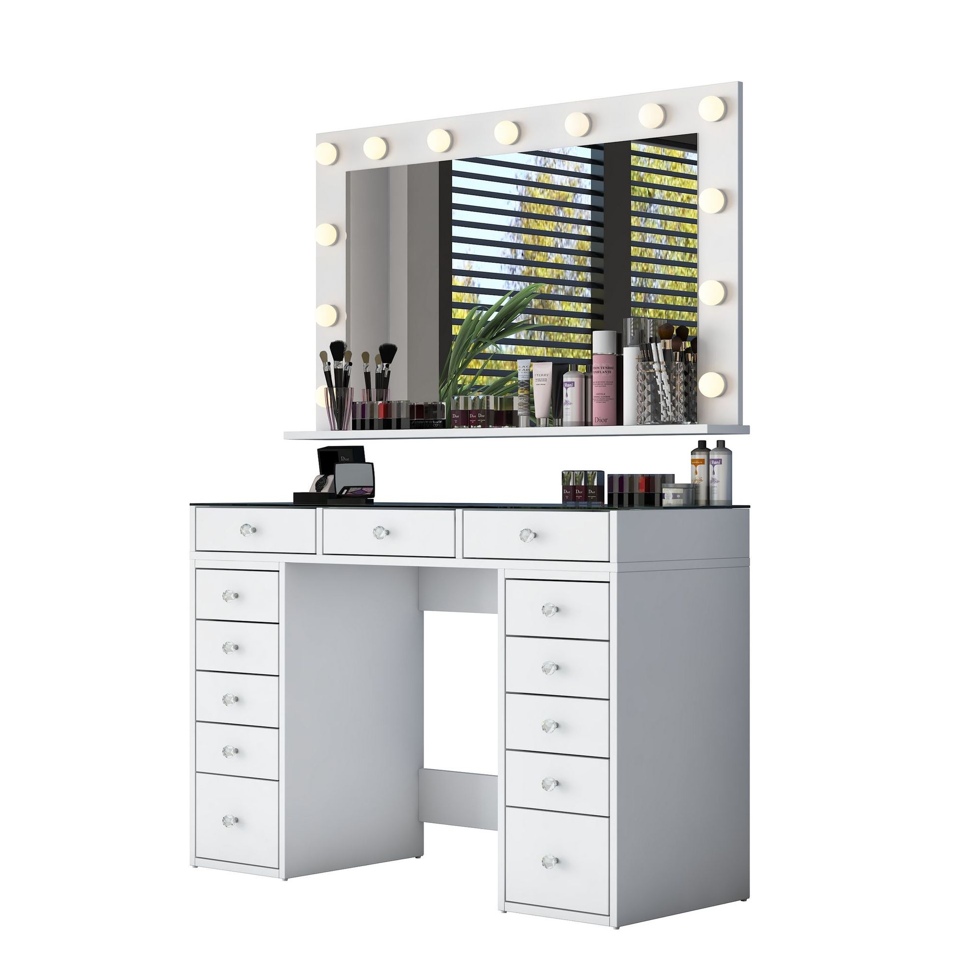 Sminkebord Wallxpert Kira Shelf BJ197 (120 x 79,8 x 44,5 cm) hvit - Hvit