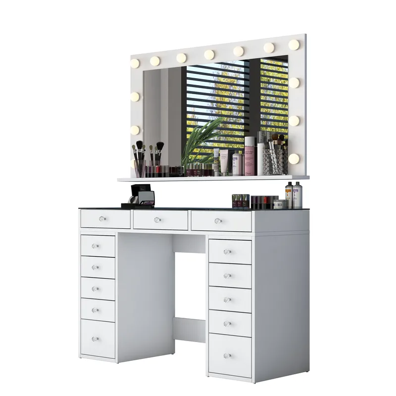 Sminkebord Wallxpert Kira Shelf BJ197 (120 x 79,8 x 44,5 cm) hvit, Hvit