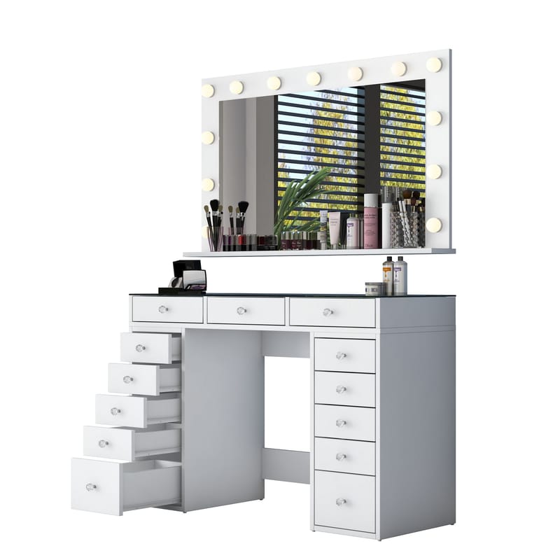 Sminkebord Wallxpert Kira Shelf BJ197 (120 x 79,8 x 44,5 cm) hvit - Hvit - Møbler - Bord - Sminkebord & toalettbord