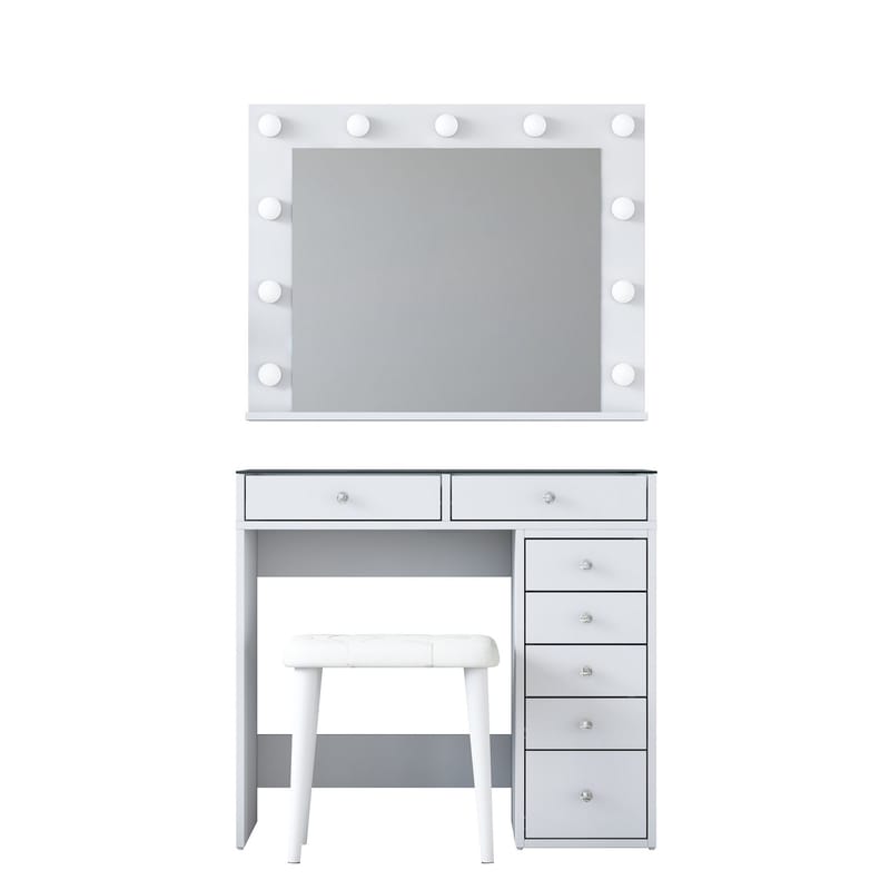 Sminkebord Wallxpert Lora-hylle (90 x 79,8 x 44,5 cm) Hvit - Hvit - Møbler - Bord - Sminkebord & toalettbord