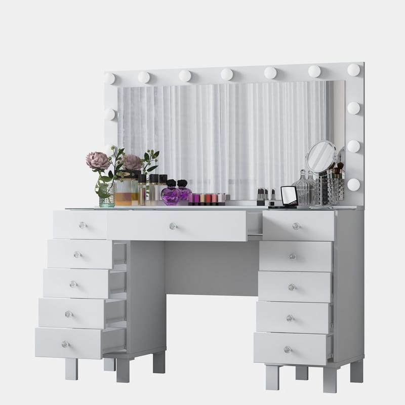 Sminkebord Wallxpert Mira Shelf BJ137 (120 x 133,6 x 40 cm) Hvit - Hvit - Møbler - Bord - Sminkebord & toalettbord