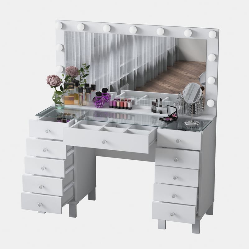Sminkebord Wallxpert Mira Shelf BJ137 (120 x 133,6 x 40 cm) Hvit - Hvit - Møbler - Bord - Sminkebord & toalettbord