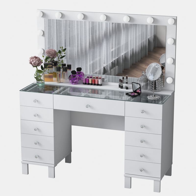 Sminkebord Wallxpert Mira Shelf BJ137 (120 x 133,6 x 40 cm) Hvit - Hvit - Møbler - Bord - Sminkebord & toalettbord