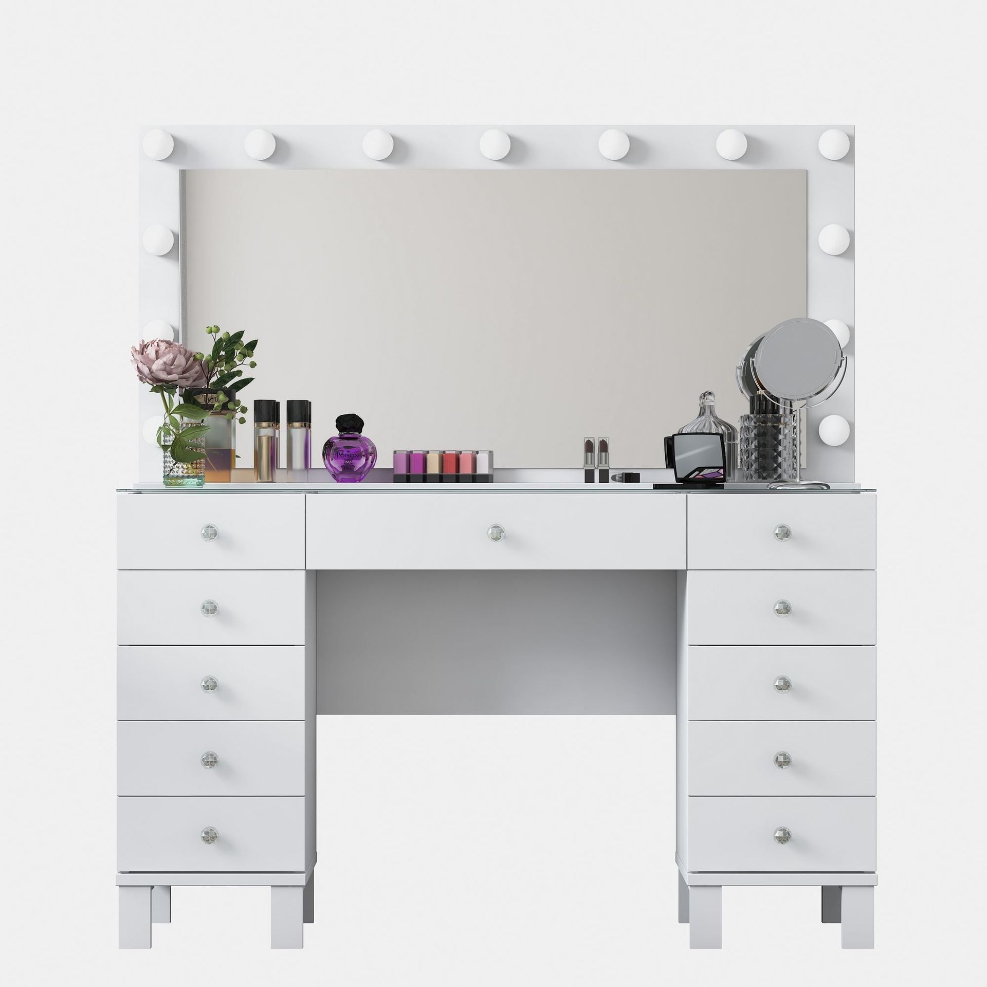 Sminkebord Wallxpert Mira Shelf BJ137 (120 x 133,6 x 40 cm) Hvit - Hvit
