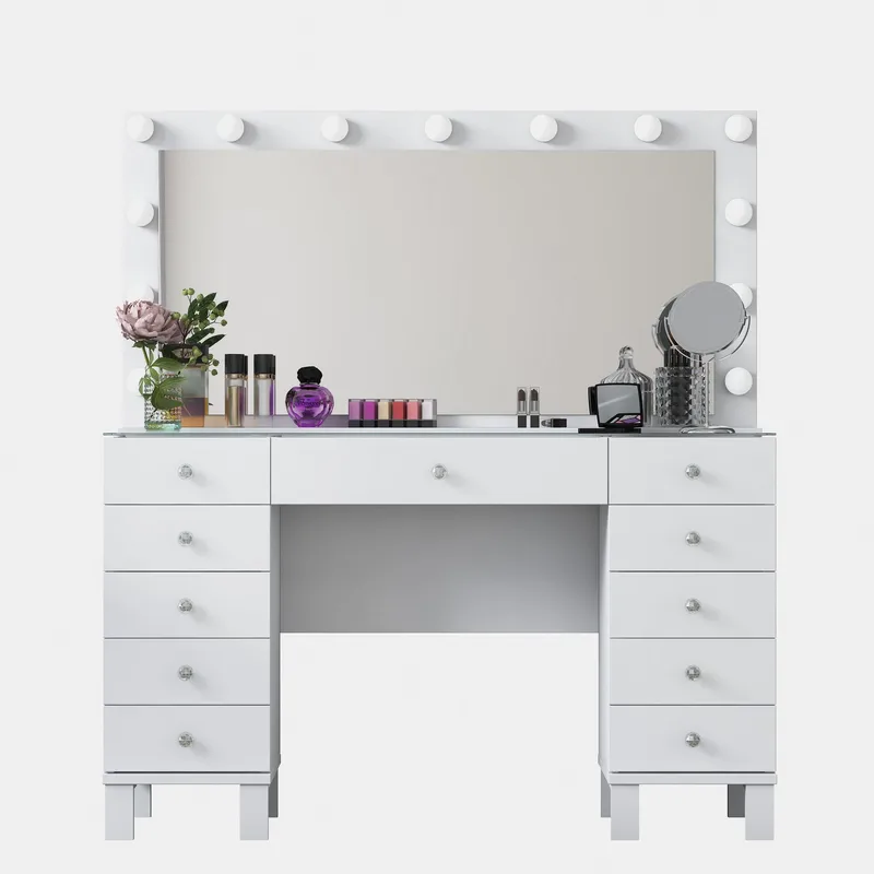 Sminkebord Wallxpert Mira Shelf BJ137 (120 x 133,6 x 40 cm) Hvit, Hvit