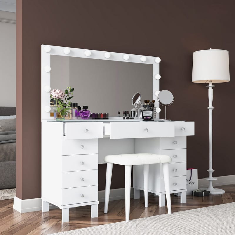 Sminkebord Wallxpert Mira Shelf BJ163 (120 x 133,6 x 40 cm) Hvit - Hvit - Møbler - Bord - Sminkebord & toalettbord