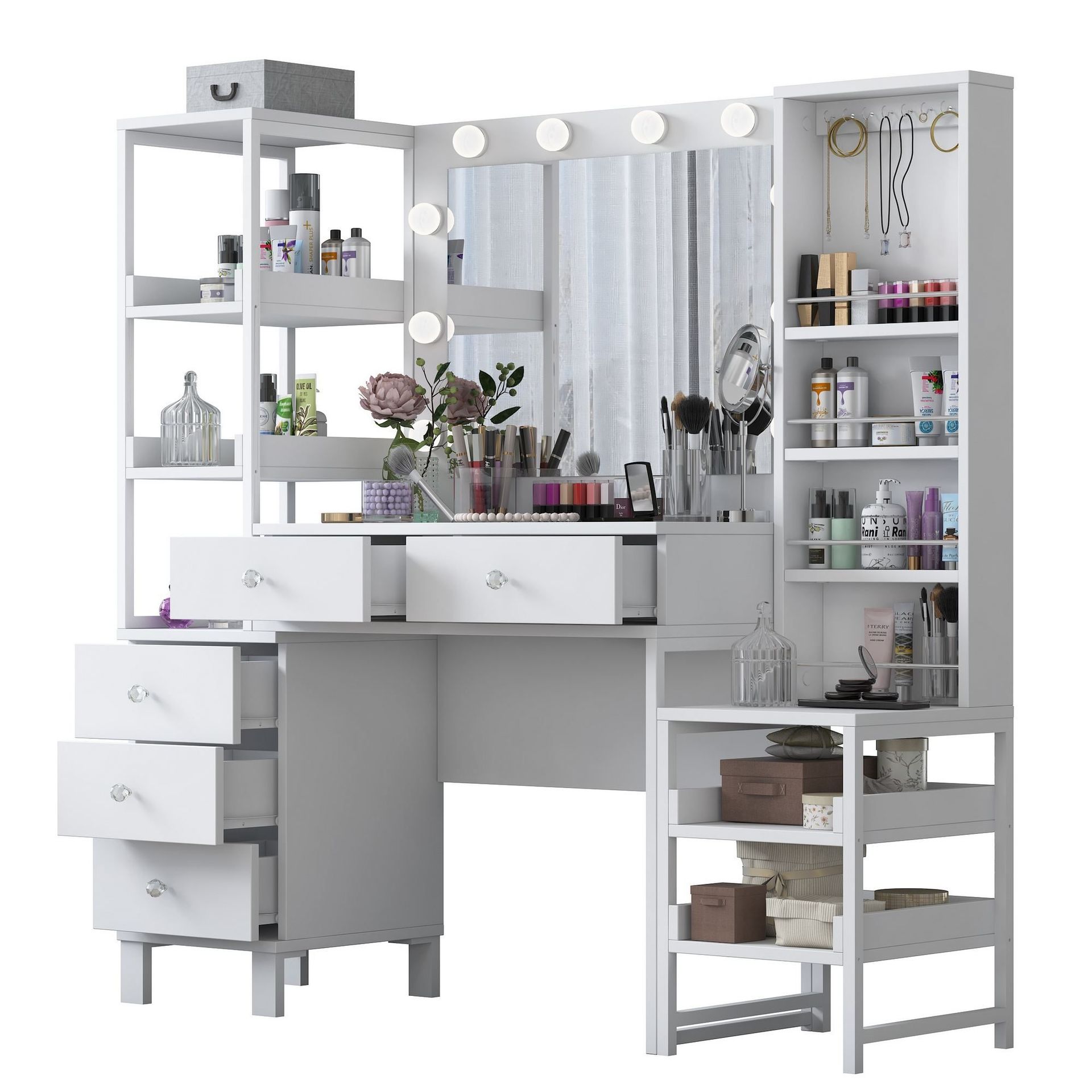 Sminkebord Wallxpert Oren (145 x 141,8 x 40 cm) Hvit - Hvit